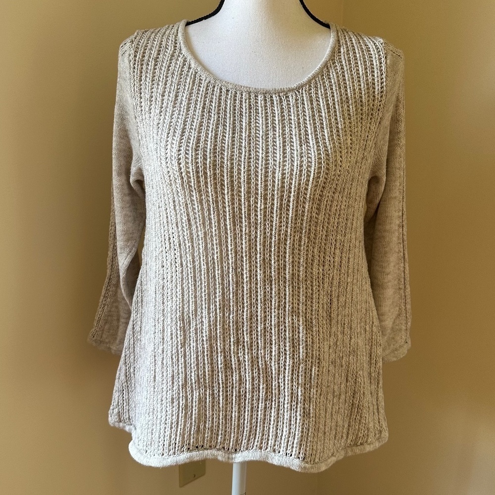 **LUCKY BRAND* Tan Long Sleeve Knitted Sweater Size Small